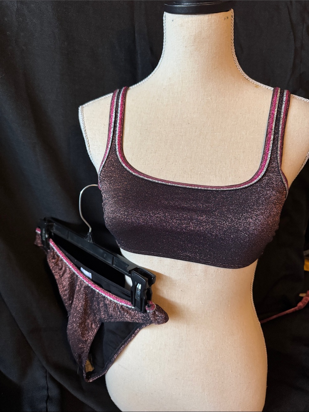 Xhilaration Metallic Plum Pink Trim Bikini Set